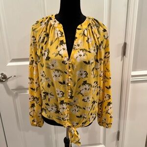 Pretty yellow boho flower blouse